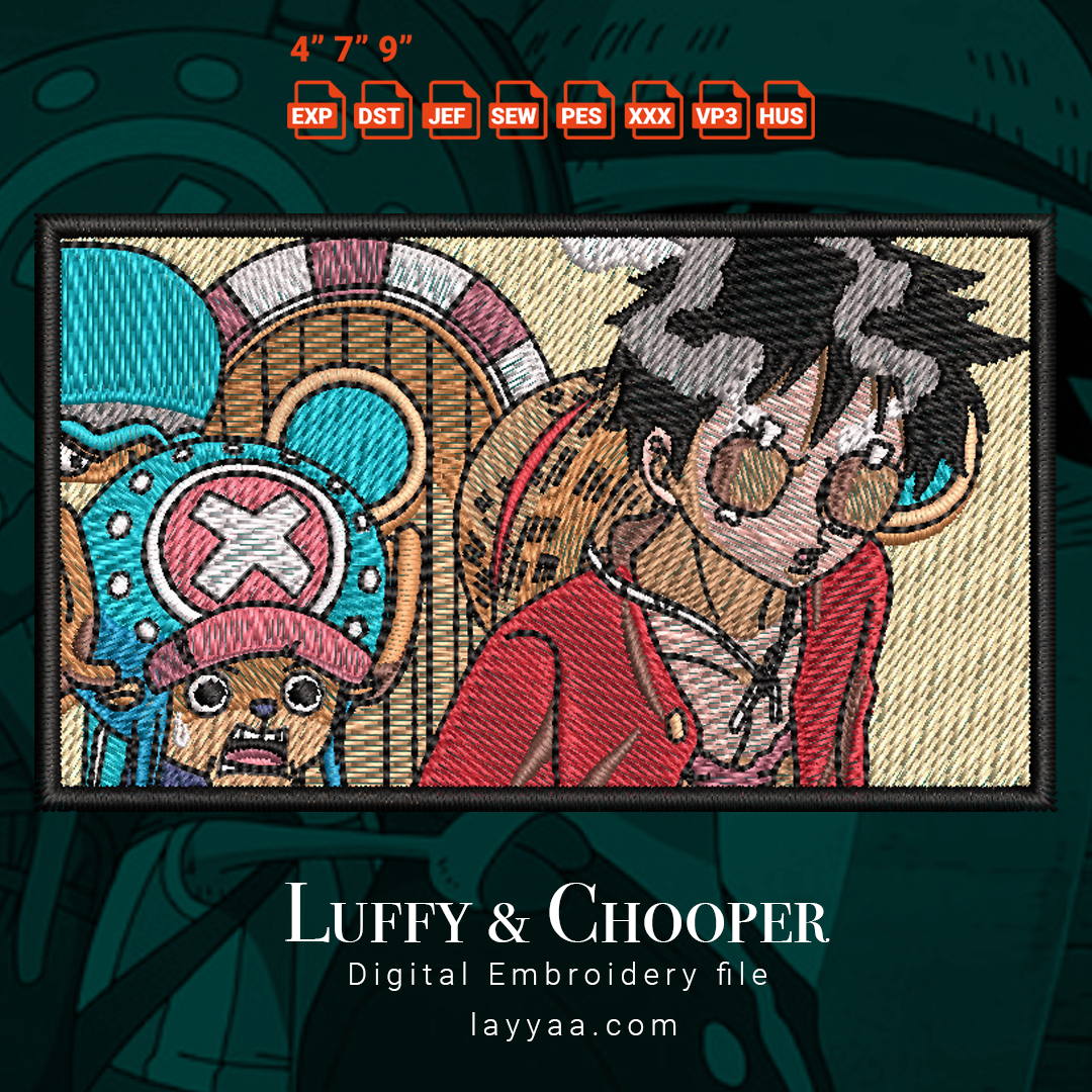 Digital Embroidery-Luffy And Choper Box Art One Piece Character